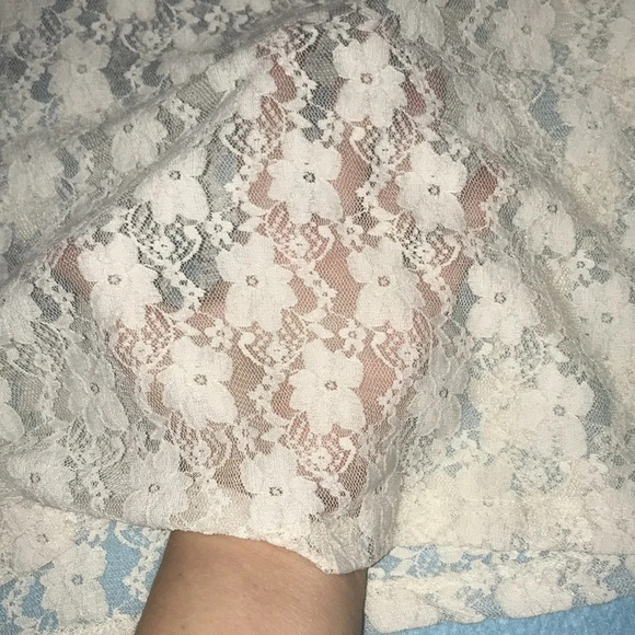 BONGO lace sheer top “Rebel American Made” motorcycle short cuffed sleeve size M - Picture 4 of 8